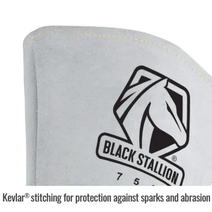 Black Stallion 750M Premium Grain Elkskin Stick glove with Nomex® Lined Back, Pearl White, Medium, 12/PACK