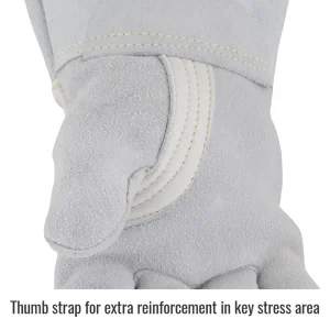 Black Stallion 750M Premium Grain Elkskin Stick glove with Nomex® Lined Back, Pearl White, Medium, 12/PACK