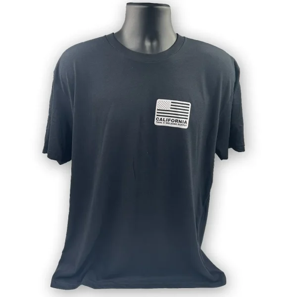 CALIFORNIA TOOL & WELDING SUPPLY T-SHIRT, FLAG, BLACK SMALL