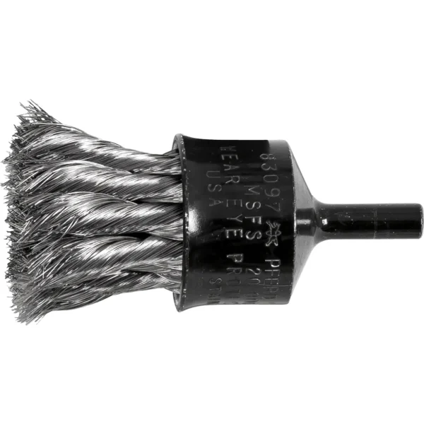 PFERD 83096 Knot Wire End Brush 1″ Dia. Flared Cup .006 Stainless Steel 1/4″ Shank, 10/BOX