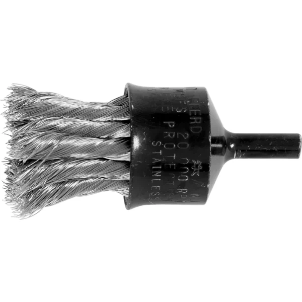 PFERD 83097 Knot Wire End Brush 1″ Dia. Flared Cup .010 Stainless Steel 1/4″ Shank, 10/BOX