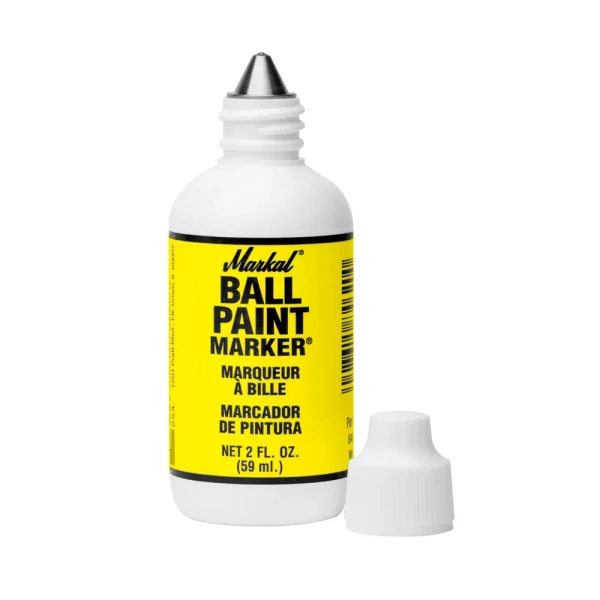 MARKAL 84621 BALL PAINT MARKER YELLOW 1/8″TIP, NON-DRIP PAINT, 2OZ., 12/BOX