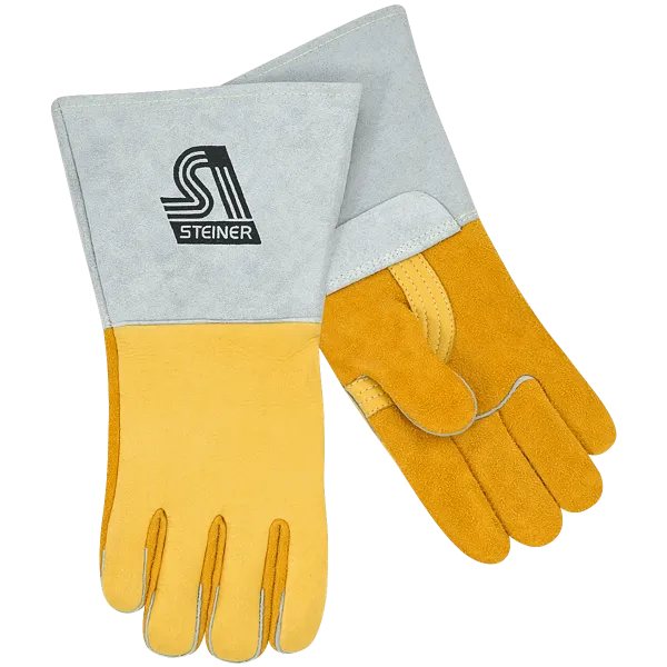 Steiner Premium Grain Elkskin Back, Reverse Grain Elkskin Palm Stick Welding Gloves 8500