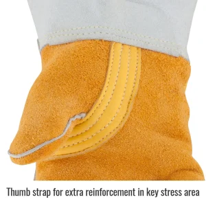 Black Stallion 850M Premium Grain Elkskin Stick glove with Nomex® Lined Back, Gold, Medium