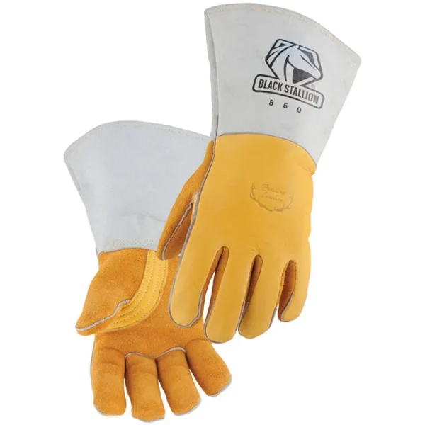 Black Stallion Stick Welding Gloves – Premium Gold Elkskin 850