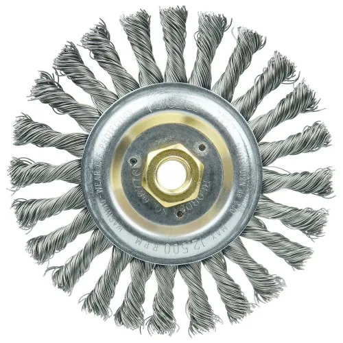 Weiler Roughneck Jr. 6″ Filler Pass Weld Cleaning Brush, .023″ Steel Wire Fill, 5/8″-11 UNC Nut 08776