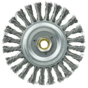 Weiler Roughneck Jr. 6″ Filler Pass Weld Cleaning Brush, .023″ Steel Wire Fill, 5/8″-11 UNC Nut 08776