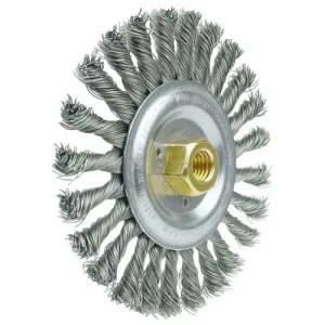 Weiler Roughneck Jr. 6″ Filler Pass Weld Cleaning Brush, .023″ Steel Wire Fill, 5/8″-11 UNC Nut 08776