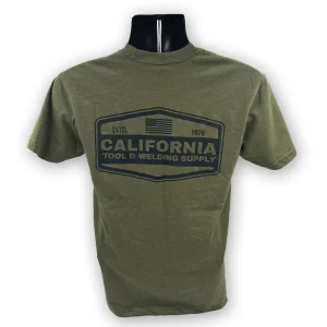 CALIFORNIA TOOL & WELDING SUPPLY T-SHIRT, FLAG, GREEN MEDIUM