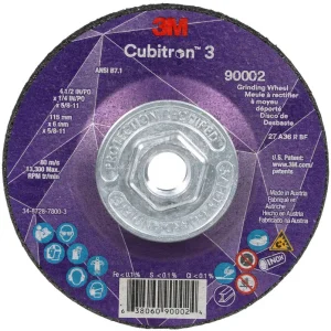 3M Cubitron 3 Depressed Center Grinding Wheel w/Hub – 4 1/2″ X 1/4″ Type 27 90002