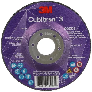 3M Cubitron 3 Depressed Center Grinding Wheel – 4 1/2″ X 1/4″ X 7/8″ Type 27 90003