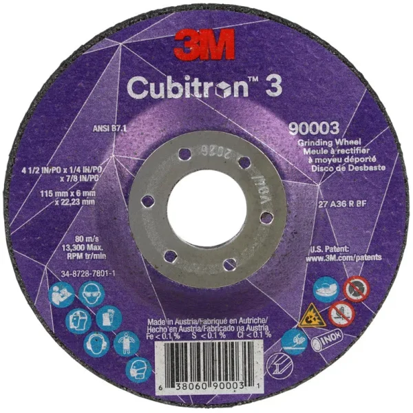 3M Cubitron 3 Depressed Center Grinding Wheel – 4 1/2″ X 1/4″ X 7/8″ Type 27 90003