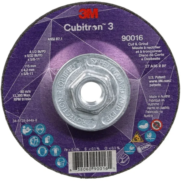 3M Cubitron 3 Cut & Grind Wheel w/Hub 4 1/2″ X 5/32″ Type 27 90016