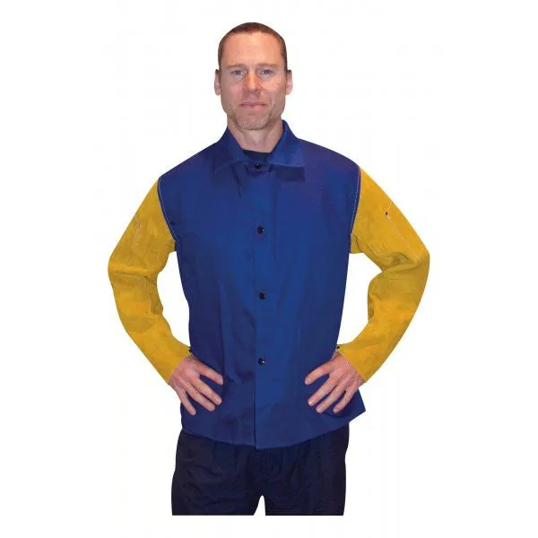 Tillman 923036 36″ Royal Blue Jacket with Cowhide Leather Sleeves (1 Jacket)