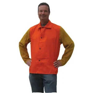 Tillman 9230D 30″ Orange Jacket with Cowhide Leather Sleeves (1 Jacket)