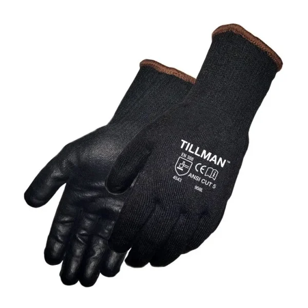 Tillman 958 Black Polyurethane Coated Cut Level-5 Cut Resistant Gloves (1 Pair)