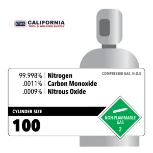 99.998% Nitrogen, .0011% Carbon Monoxide, .0009% Nitrous Oxide, 100, Certified Standard, 150 ft3, Aluminum (A), CGA 590