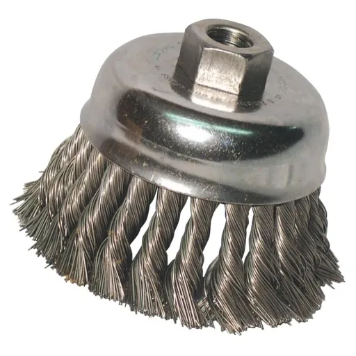 Anchor Brand Knot Wire Cup Brush, 3″ D, 5/8-11 A, 0.012″ Carbon Steel | 102-R3KC58