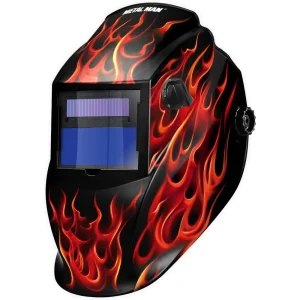 Metal Man ARF8550SGC Black w/ Red Flames Variable Shade Auto Darkening Welding Helmet w/ Grind