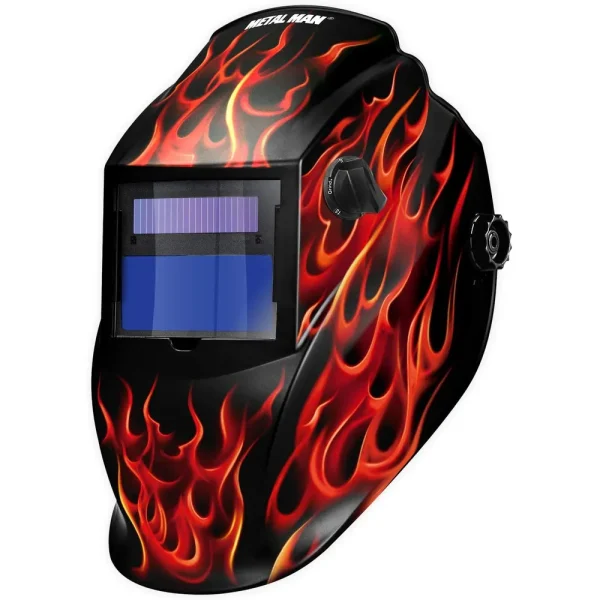 Metal Man ARF8550SGC Black w/ Red Flames Variable Shade Auto Darkening Welding Helmet w/ Grind