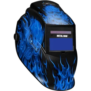 Metal Man ASF8560SGC Blue Skull Flame Variable Shade Auto Darkening Welding Helmet w/ Grind