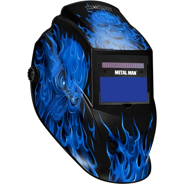 Metal Man ASF8560SGC Blue Skull Flame Variable Shade Auto Darkening Welding Helmet w/ Grind