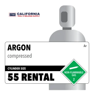 Argon, 55 RENTAL, 4.8, Industrial, 99.998%, 57, High Pressure Steel (HPS), (C) – CGA 580