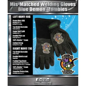 Blue Demon Zombie Mis-Matched Welding Gloves #BDZOMBIE