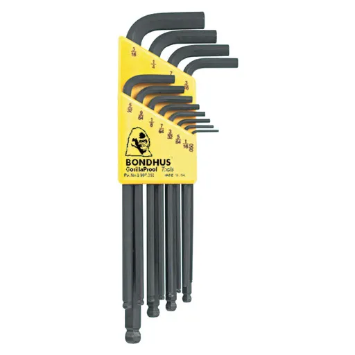 Bondhus Ball End L-Wrench Set, Proguard Finish, 0.050″ – 5/16″, SAE, 12 pcs | 116-10936