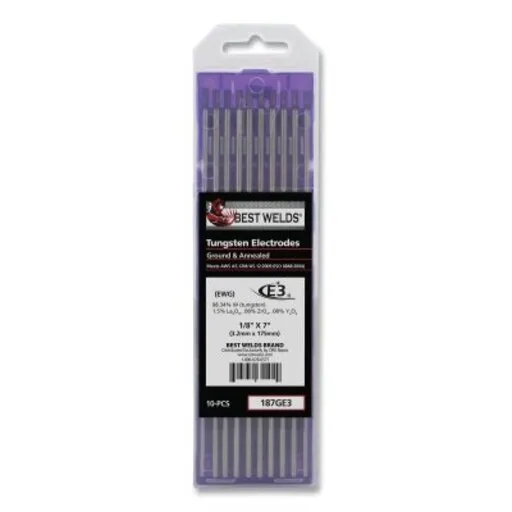 Best Welds E3 Tungsten Electrode, 1/8″ x 7″, 10 pk | 900-187GE3
