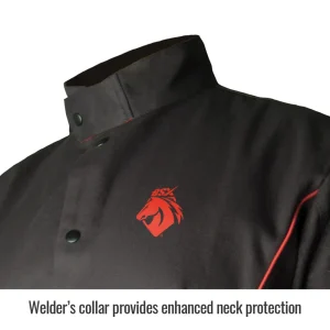 Black Stallion 60-8001-XL BSX® Contoured FR Cotton Welding Jacket, Black with Red Flames, X-LARGE