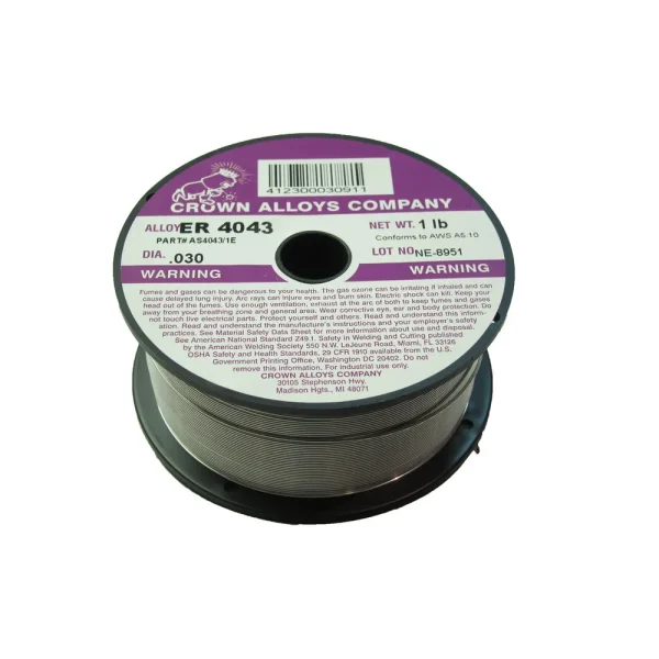 Crown Alloys ER 4043 – .030×1# MIG Welding Wire 1lb Spool – AS4043/1E