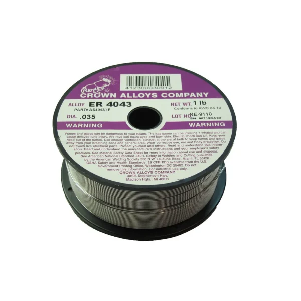 Crown Alloys ER 4043 – .035×1# MIG Welding Wire 1lb Spool – AS4043/1F