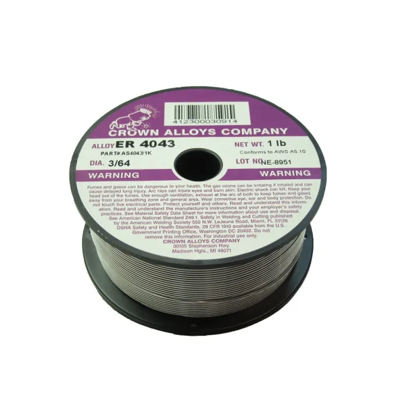 Crown Alloys ER 4043 – 3/64×1# MIG Welding Wire 1lb Spool – AS4043/1K