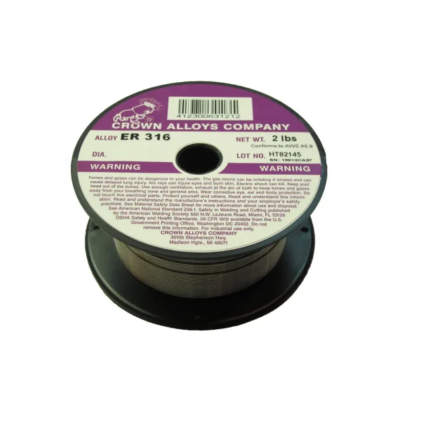 Crown Alloys ER 316 – .045×2# MIG Welding Wire – 2 lb Spool – SS316/1G