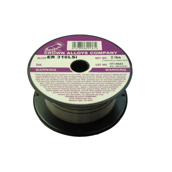 Crown Alloys ER 316LSI .023×2# MIG Welding Wire 2lb Spool – SS316/1ZD