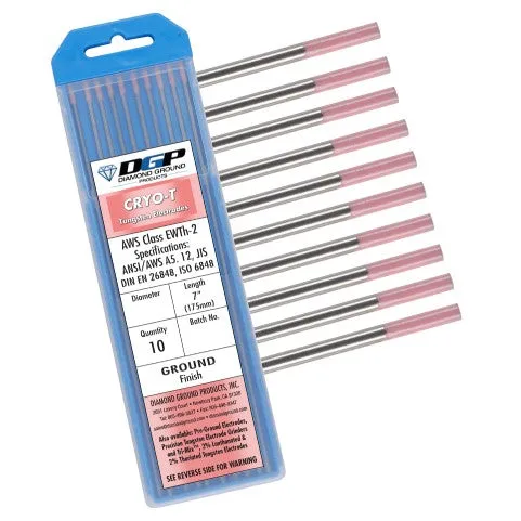 Diamond Ground CRYO-T 2% Thoriated Tungsten Electrode CT-3/16