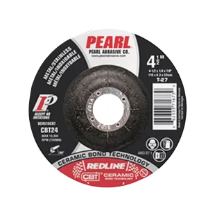 Pearl Abrasive DC4510CBT Depressed Center Redline™ Ceramic CBT – 4-1/2 x 1/4 x 7/8″ METAL INOX TYPE 27 CERAMIC, 25/BOX