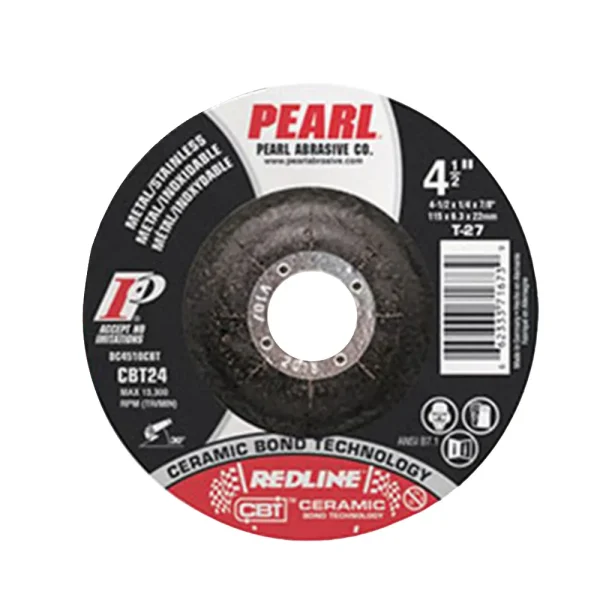 Pearl Abrasive DC4510CBT Depressed Center Redline™ Ceramic CBT – 4-1/2 x 1/4 x 7/8″ METAL INOX TYPE 27 CERAMIC, 25/BOX
