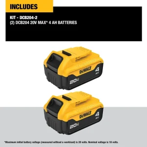 DEWALT DCB204-2 20V MAX* Battery, 4.0-Ah, 2-Pack