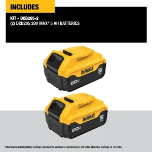 DEWALT DCB205-2 20V MAX* 20V Battery, 5.0-Ah, 2-Pack