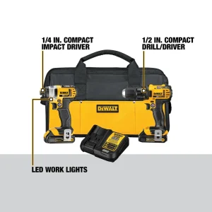 DEWALT DCK283D2 20V MAX* Lithium Ion Compact Drill/Driver / Impact Driver Combo Kit (1.5 Ah)