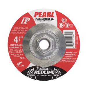 Pearl Abrasive DCRED45H 4-1/2X1/4X5/8-11 Redline™ Max-A.O.™ Depressed Center Wheels, A/WA24R, 10/Box