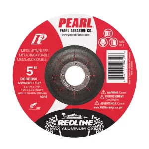 Pearl Abrasive DCRED50 5X1/4X7/8 Redline™ Max-A.O.™ Depressed Center Wheels, A/WA24R, 25/Box