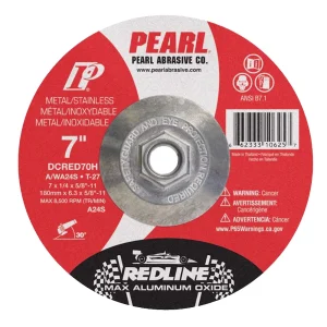 Pearl Abrasive DCRED70H 7X1/4X5/8-11 Redline™ Max-A.O.™ Depressed Center Wheels, A/WA24S, 10/Box