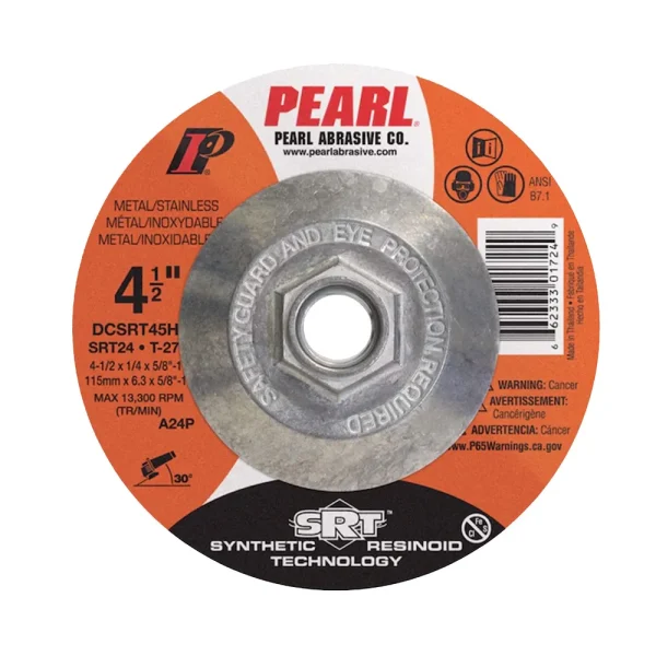 Pearl Abrasive DCSRT45H 4-1/2 x 1/4 x 5/8-11SRT™ Depressed Center Wheels, SRT24, 10/Box
