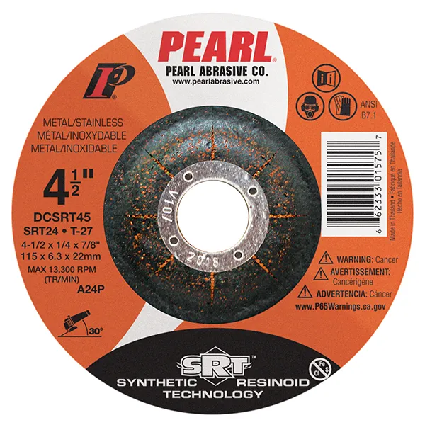 Pearl Abrasive DCSRT45 4-1/2 x 1/4 x 7/8 SRT™ Depressed Center Wheels, SRT24, 25/Box