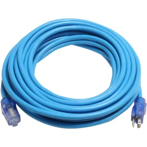 Direct Wire – 12/3 Extension Cord, 120V Lighted Blue 50ft – 123XCBLU50