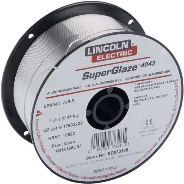 Lincoln SuperGlaze 4043 Aluminum MIG Welding Wire – 1 lb. Spool
