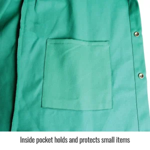 Black Stallion 60-3032 9oz. Flame-Resistant Cotton Welding Jacket, Green, 30″ length, MEDIUM